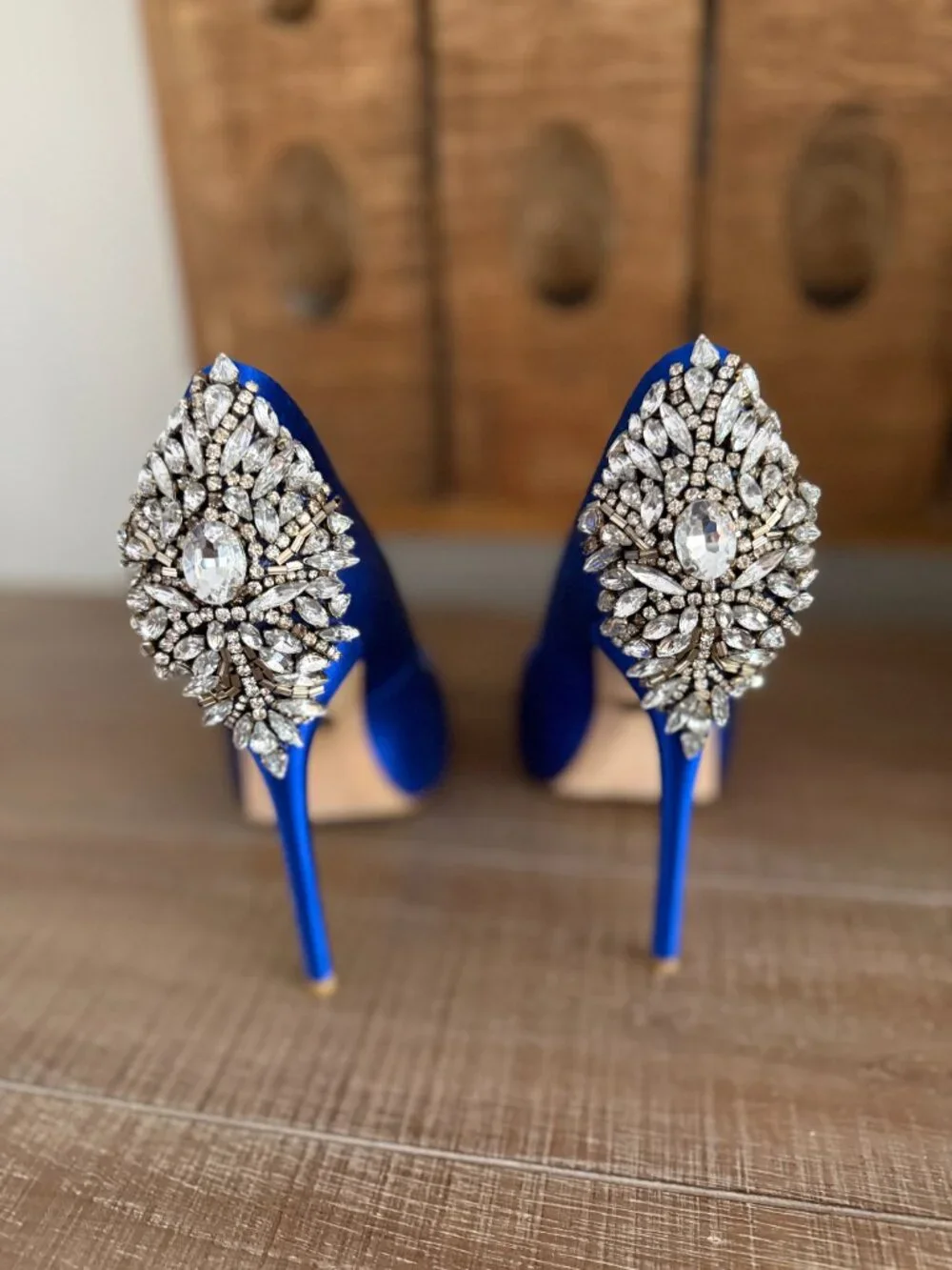 Badgley Mischka Kiara Royal Blue Jeweled Heels 7 1/2